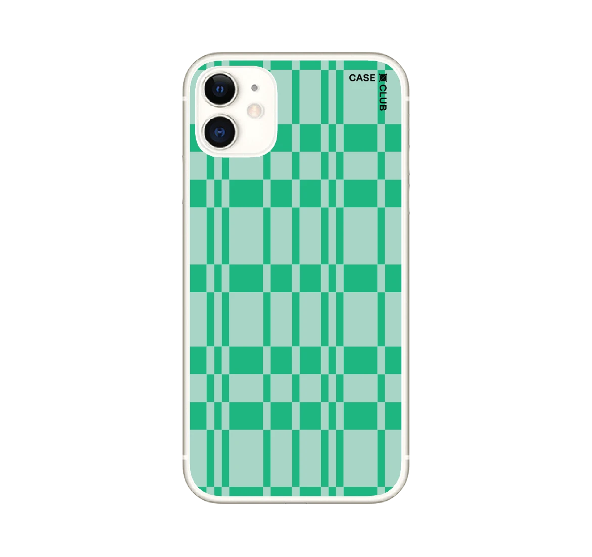 iphone 11 clear case asymmetric green grid
